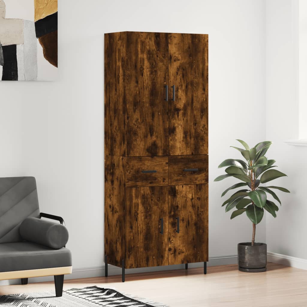 Highboard Smoked Oak 69.5x34x180 cm Engineered Wood - The Home Maker