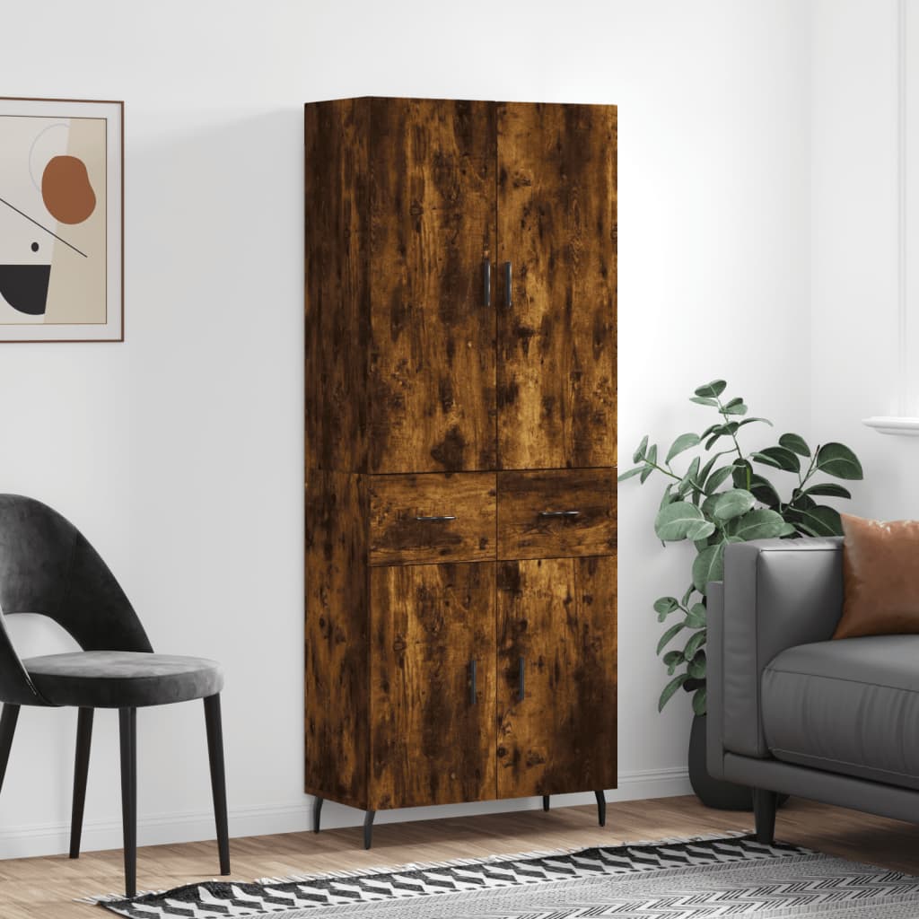 Highboard Smoked Oak 69.5x34x180 cm Engineered Wood - The Home Maker
