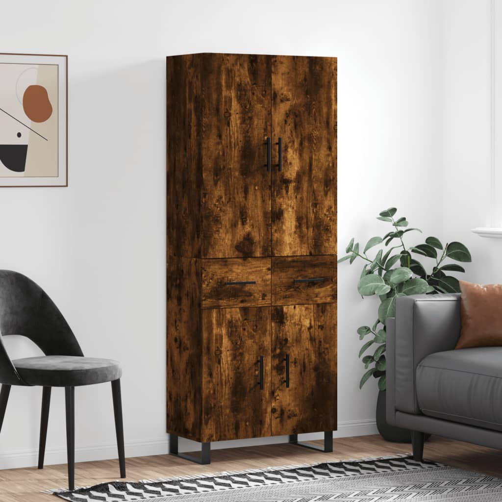 Highboard Smoked Oak 69.5x34x180 cm Engineered Wood - The Home Maker