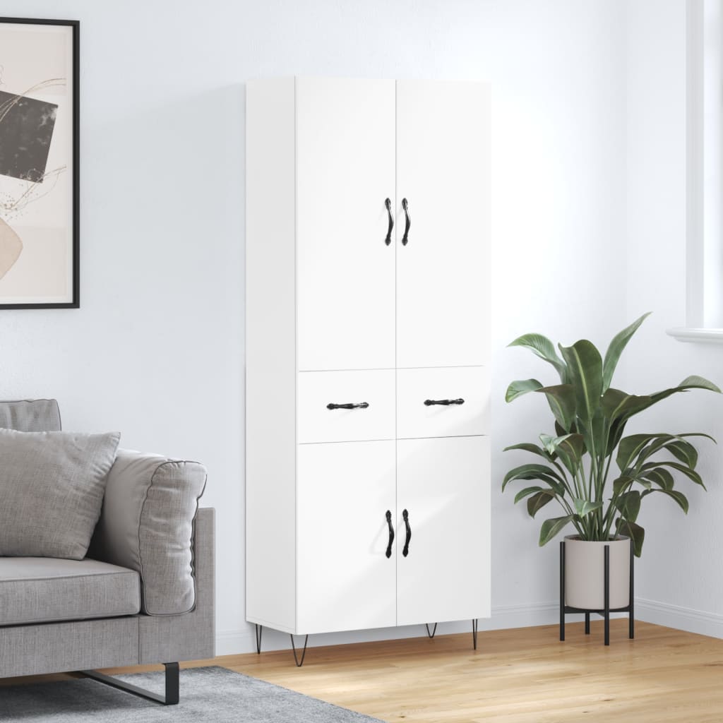 Highboard White 69.5x34x180 cm Engineered Wood - Brittle & Co