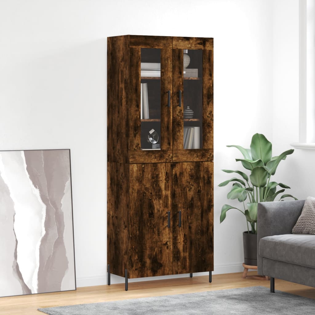 Highboard Smoked Oak 69.5x34x180 cm Engineered Wood - The Home Maker