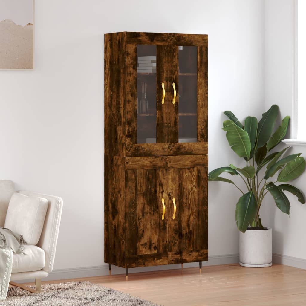 Highboard Smoked Oak 69.5x34x180 cm Engineered Wood - The Home Maker