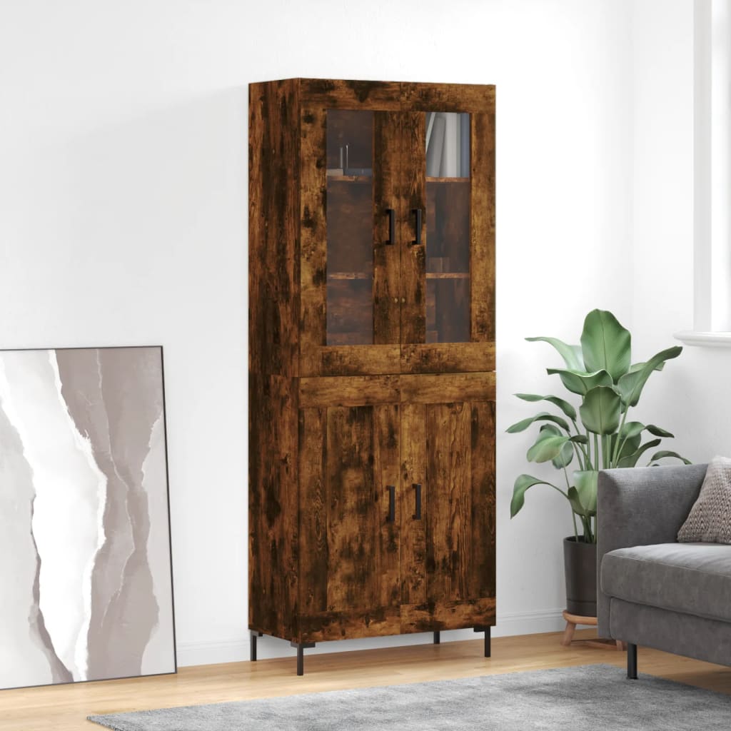 Highboard Smoked Oak 69.5x34x180 cm Engineered Wood - The Home Maker