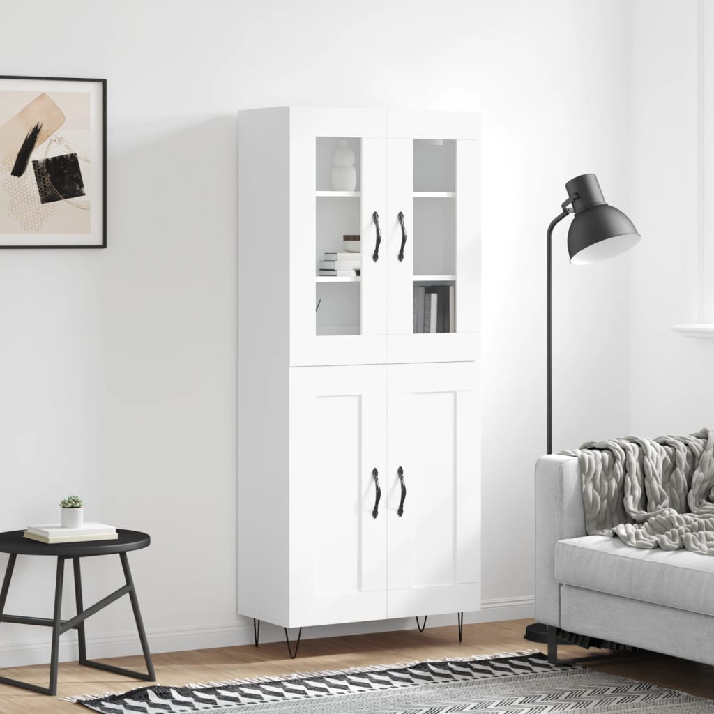 Highboard White 69.5x34x180 cm Engineered Wood - The Home Maker