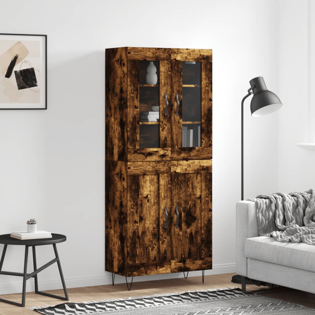 Highboard Smoked Oak 69.5x34x180 cm Engineered Wood - The Home Maker