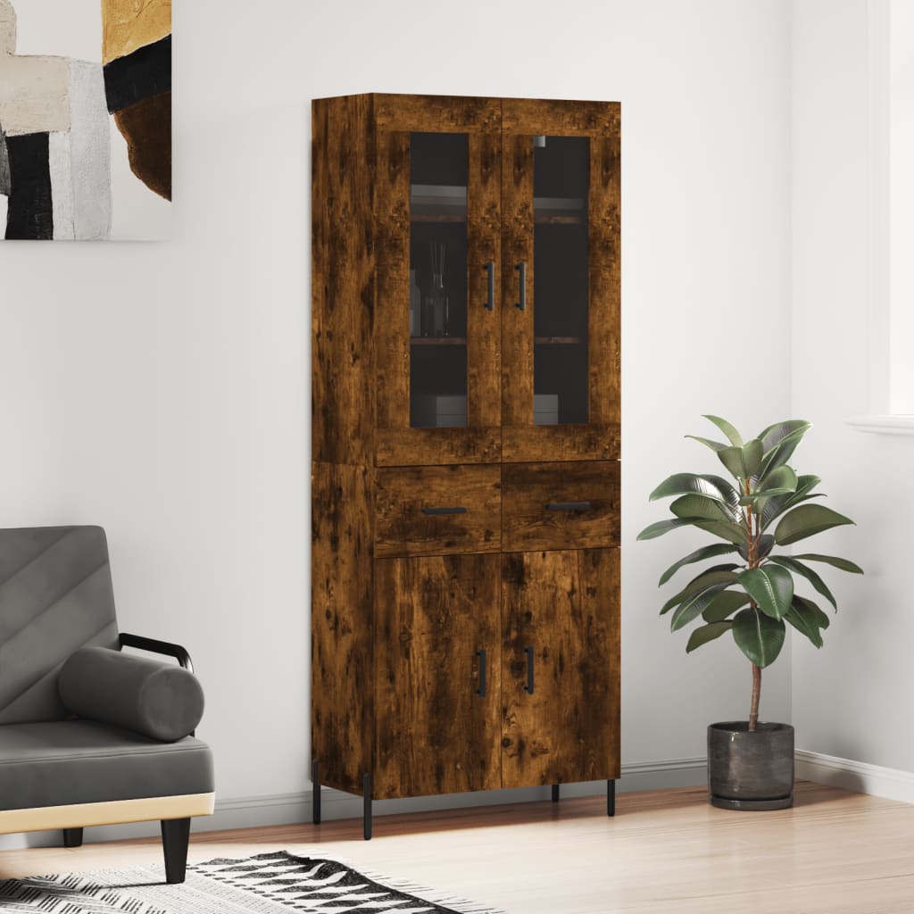 Highboard Smoked Oak 69.5x34x180 cm Engineered Wood - The Home Maker