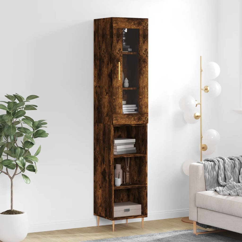 Highboard Smoked Oak 34.5x34x180 cm Engineered Wood - The Home Maker