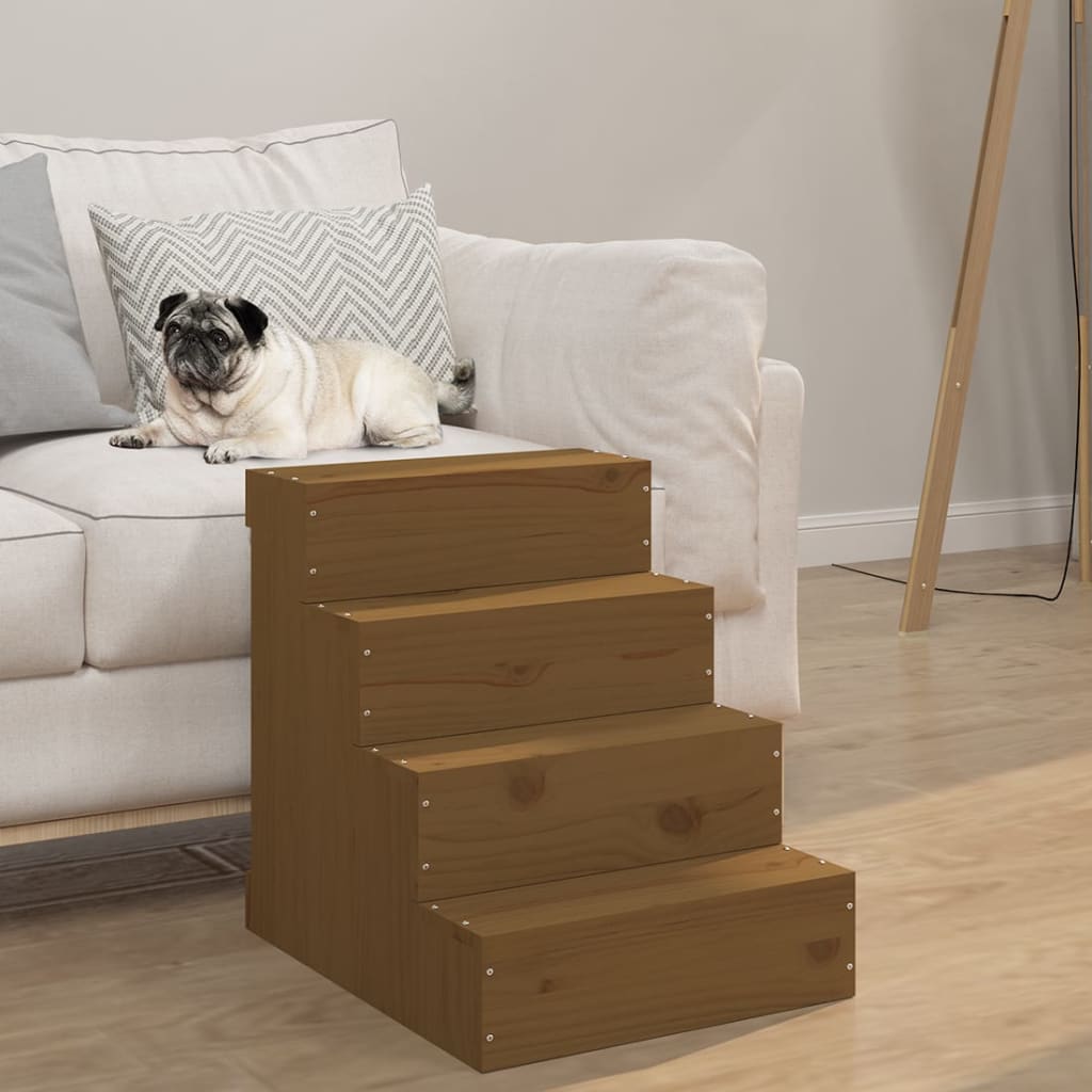 Pet Stair Honey Brown 40x49x47cm Solid Wood Pine - Unbeatable Bargains