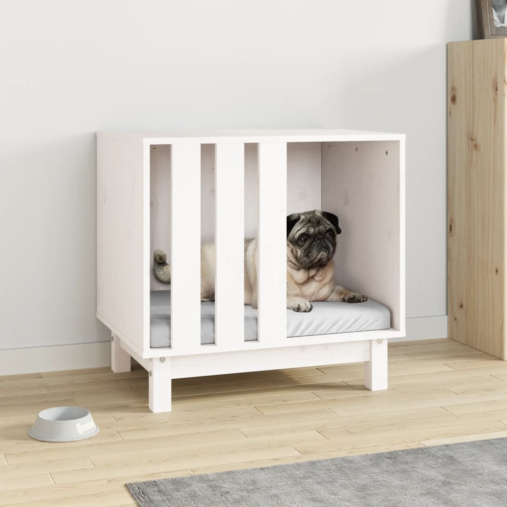Dog House White 60x45x57 cm Solid Wood Pine - Tyrell & Tyrell