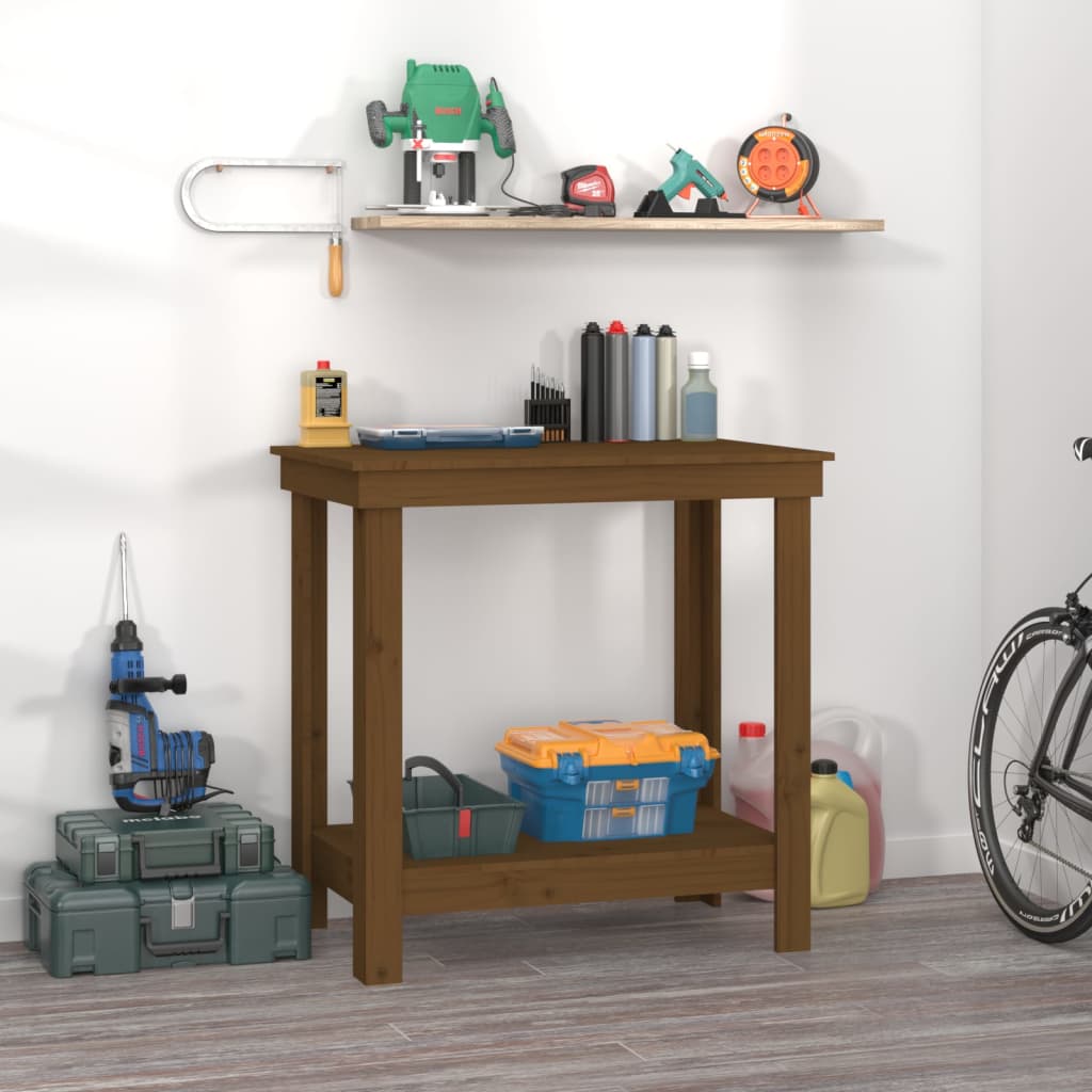 Work Bench Honey Brown 80x50x80 cm Solid Wood Pine - Millennium Furniture