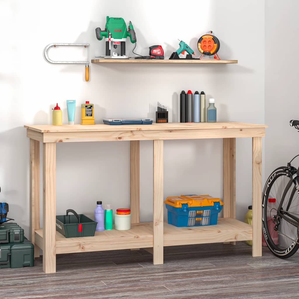 Work Bench 140x50x80 cm Solid Wood Pine - Sid & Sam