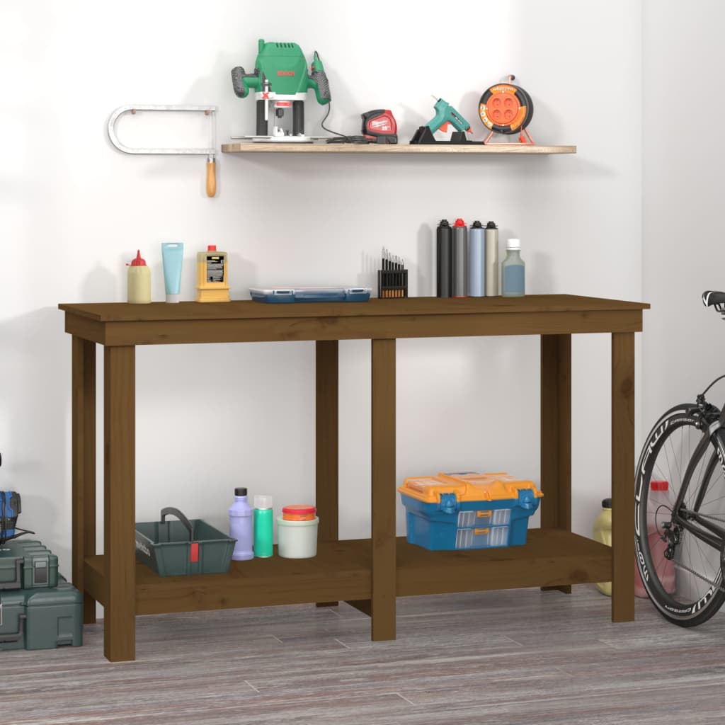 Work Bench Honey Brown 140x50x80 cm Solid Wood Pine - Sid & Sam