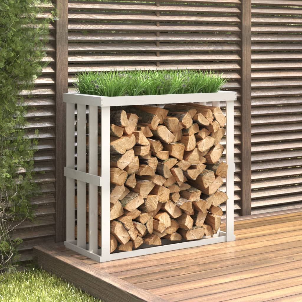 Outdoor Log Holder White 108x52x106cm Solid Wood Pine - Style and Chic