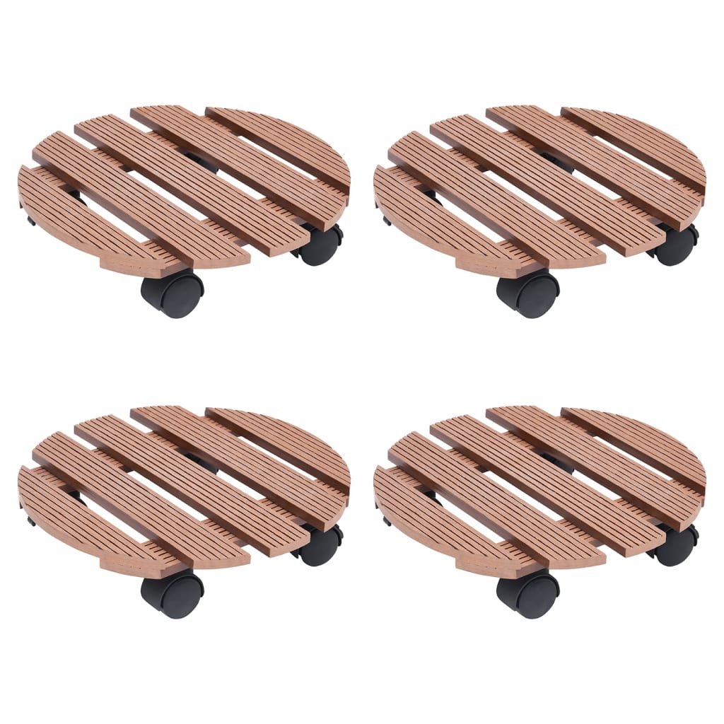 Plant Trolleys 4 pcs Brown Ã ̃30x7,5 cm WPC - Millennium Furniture