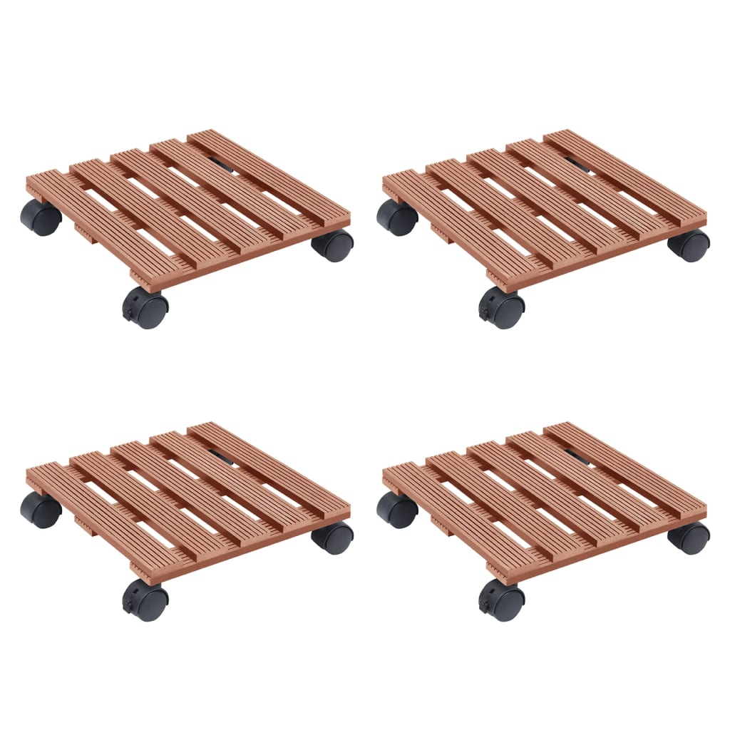 Plant Trolleys 4 pcs Brown 30x30x7,5 cm WPC - Millennium Furniture