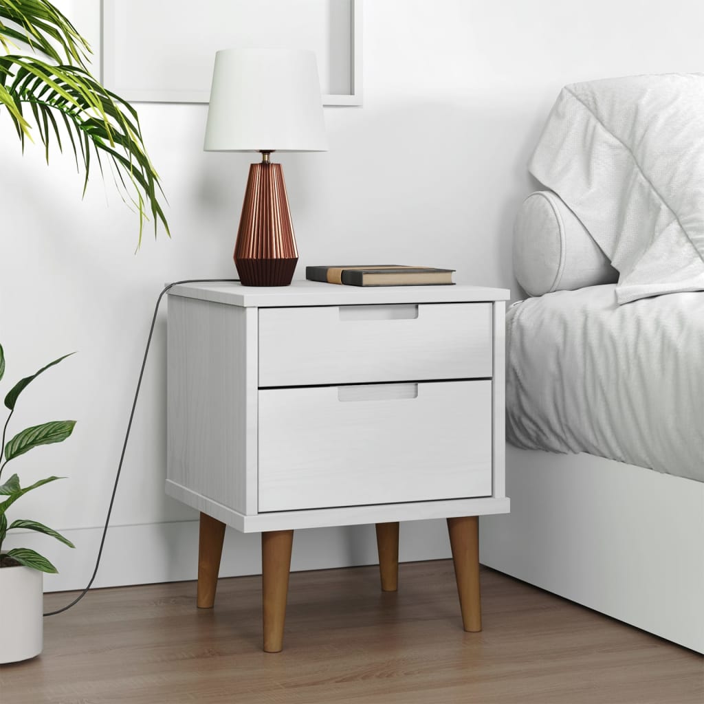 Bedside Table - RIVERS Nightstand White 40cm - The Home Maker