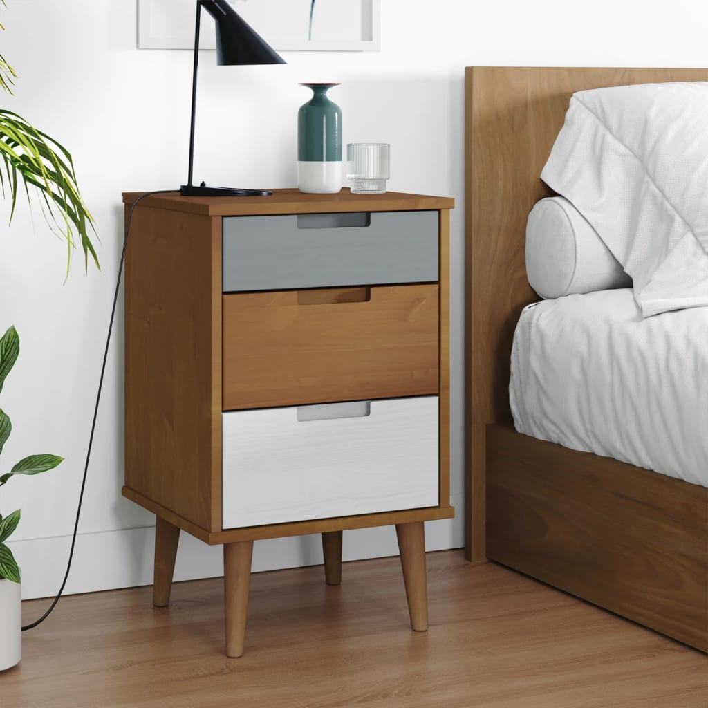 Bedside Table - NASH Nightstand Brown 40cm - Style and Chic