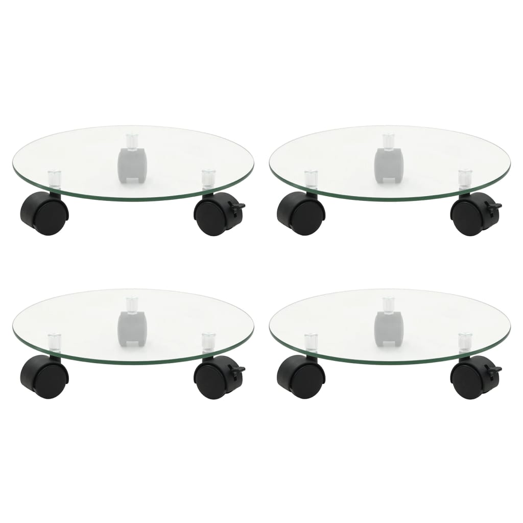 Plant Rollers 4 pcs 28 cm Tempered Glass Round - Merlin Deals