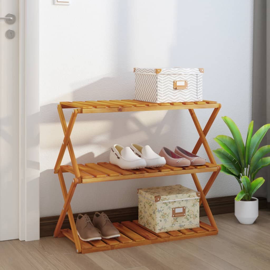 3-Tier Folding Shelf Brown 70x31x63 cm Solid Wood Acacia - Tyrell & Tyrell