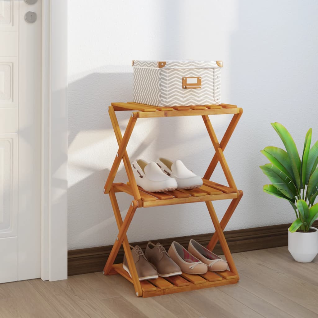 3-Tier Folding Shelf Brown 43x31x63 cm Solid Wood Acacia - Sid & Sam