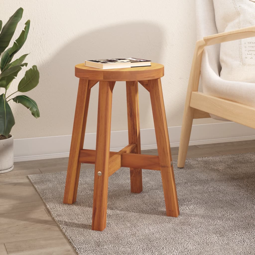 Stool Brown 38x38x45 cm Round Solid Wood Acacia - Millennium Furniture