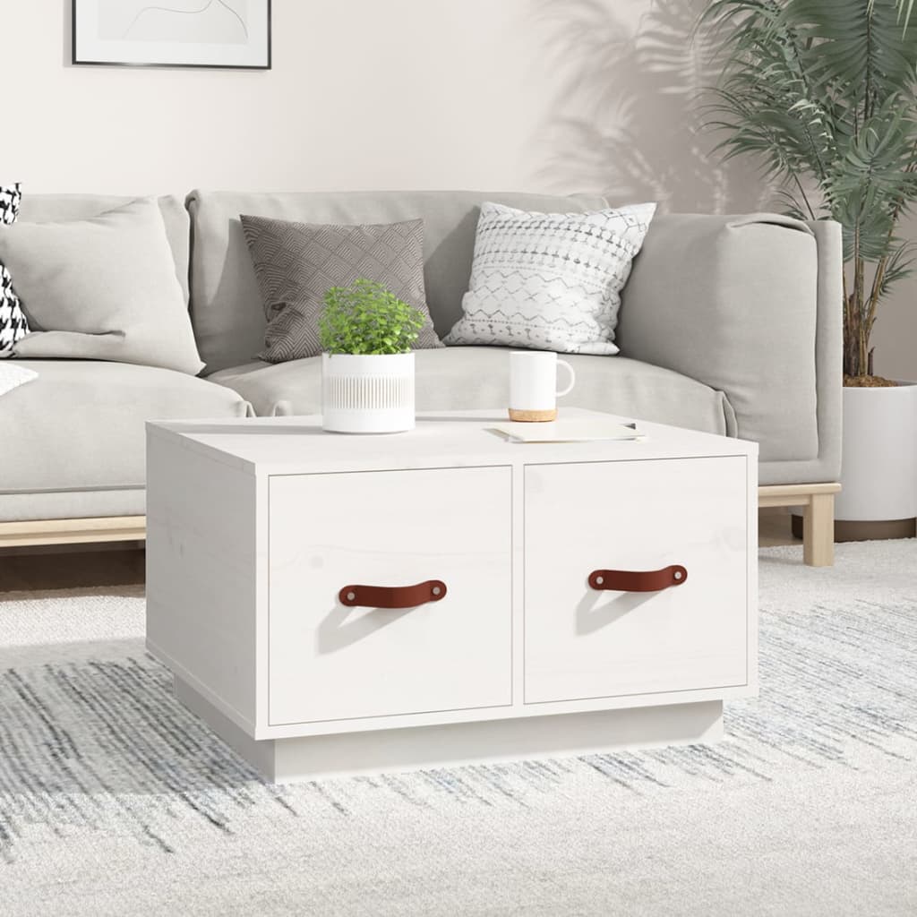 Coffee Table White 60x53x35 cm Solid Wood Pine - Millennium Furniture