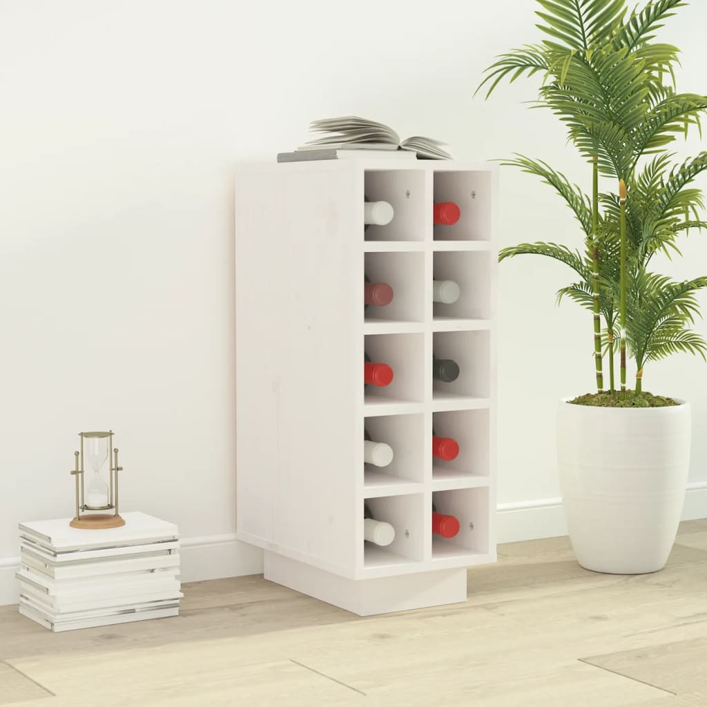 Wine Cabinet White 23x34x61 cm Solid Wood Pine - Style and Chic