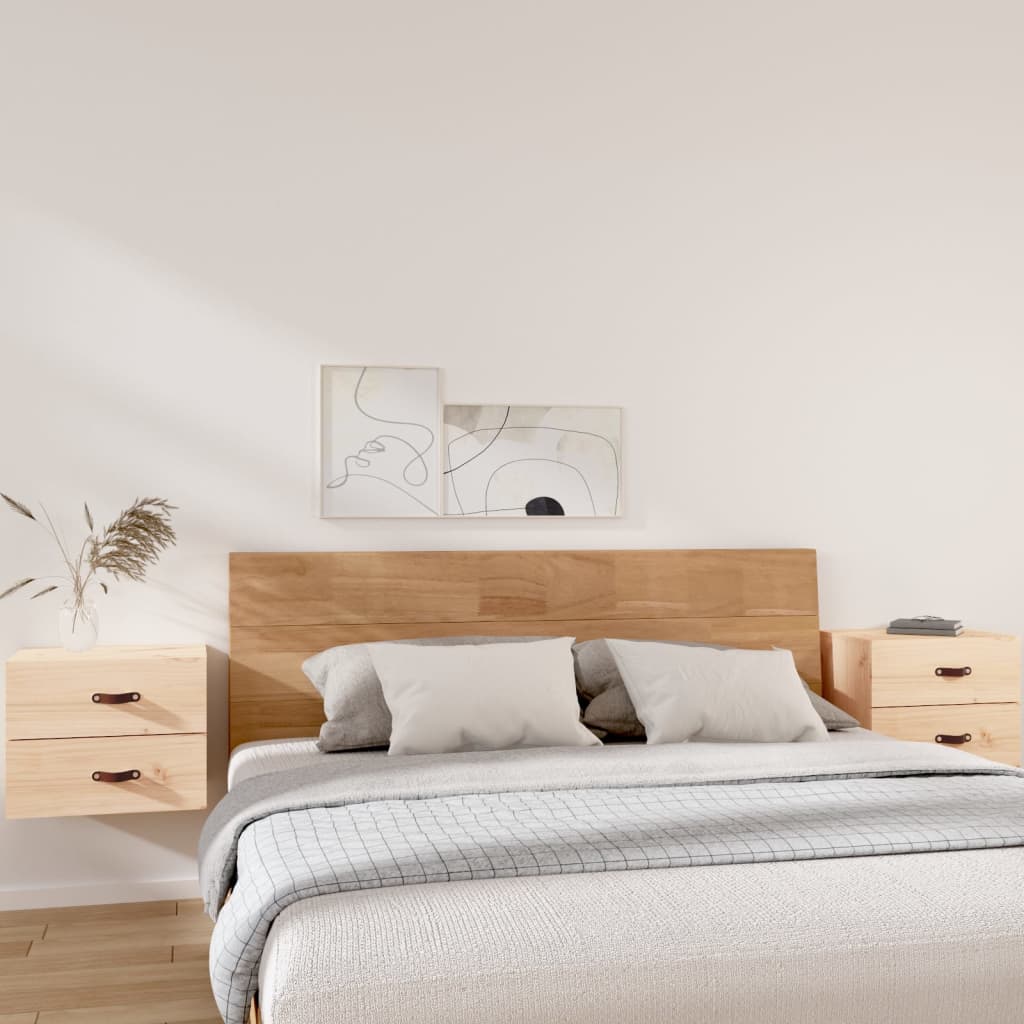 Bedside Table - BRADFORD 2 Piece Nightstand Natural 50cm - Tyrell & Tyrell