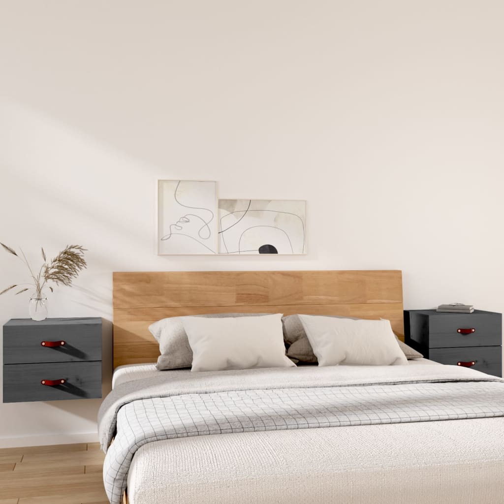 Bedside Table - BRADFORD 2 Piece Nightstand Grey 50cm - Merlin Deals