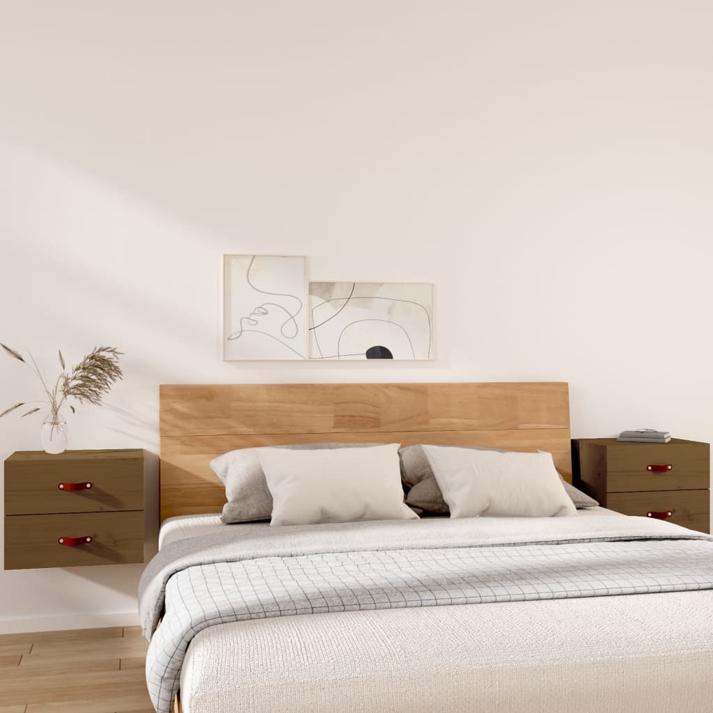 Bedside Table - BRADFORD 2 Piece Nightstand Honey Brown 50cm - Merlin Deals