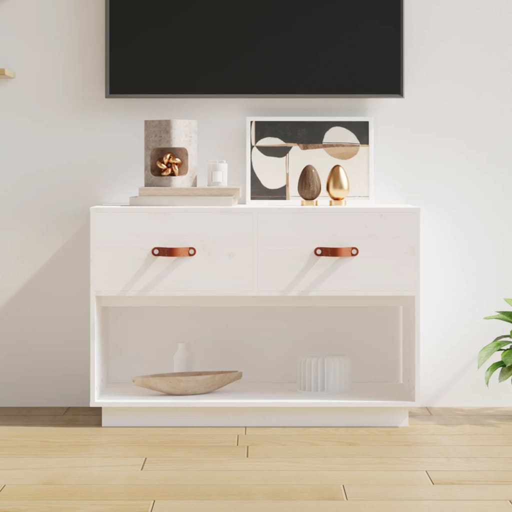 TV Cabinet White 90x40x60 cm Solid Wood Pine - Unbeatable Bargains
