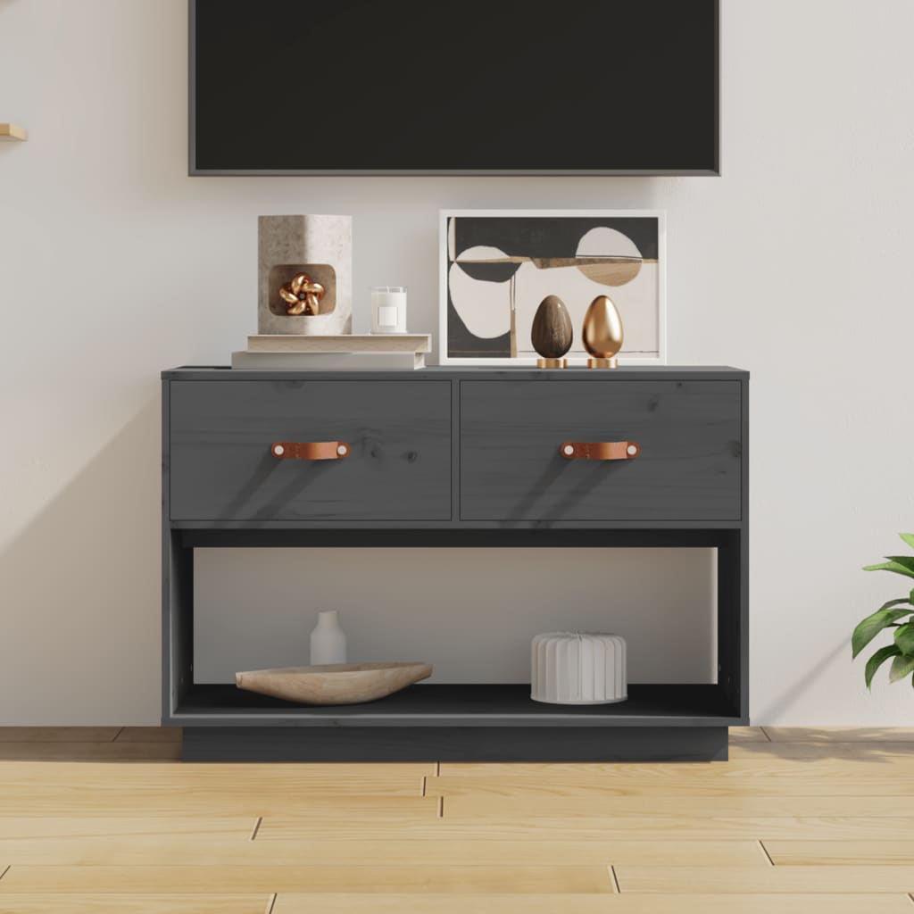 TV Cabinet Grey 90x40x60 cm Solid Wood Pine - Merkel Designers