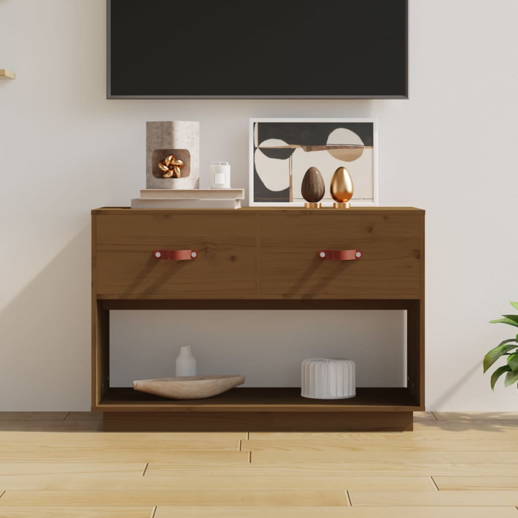TV Cabinet Honey Brown 90x40x60 cm Solid Wood Pine - Tyrell & Tyrell