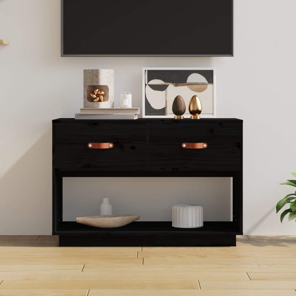 TV Cabinet Black 90x40x60 cm Solid Wood Pine - Sid & Sam