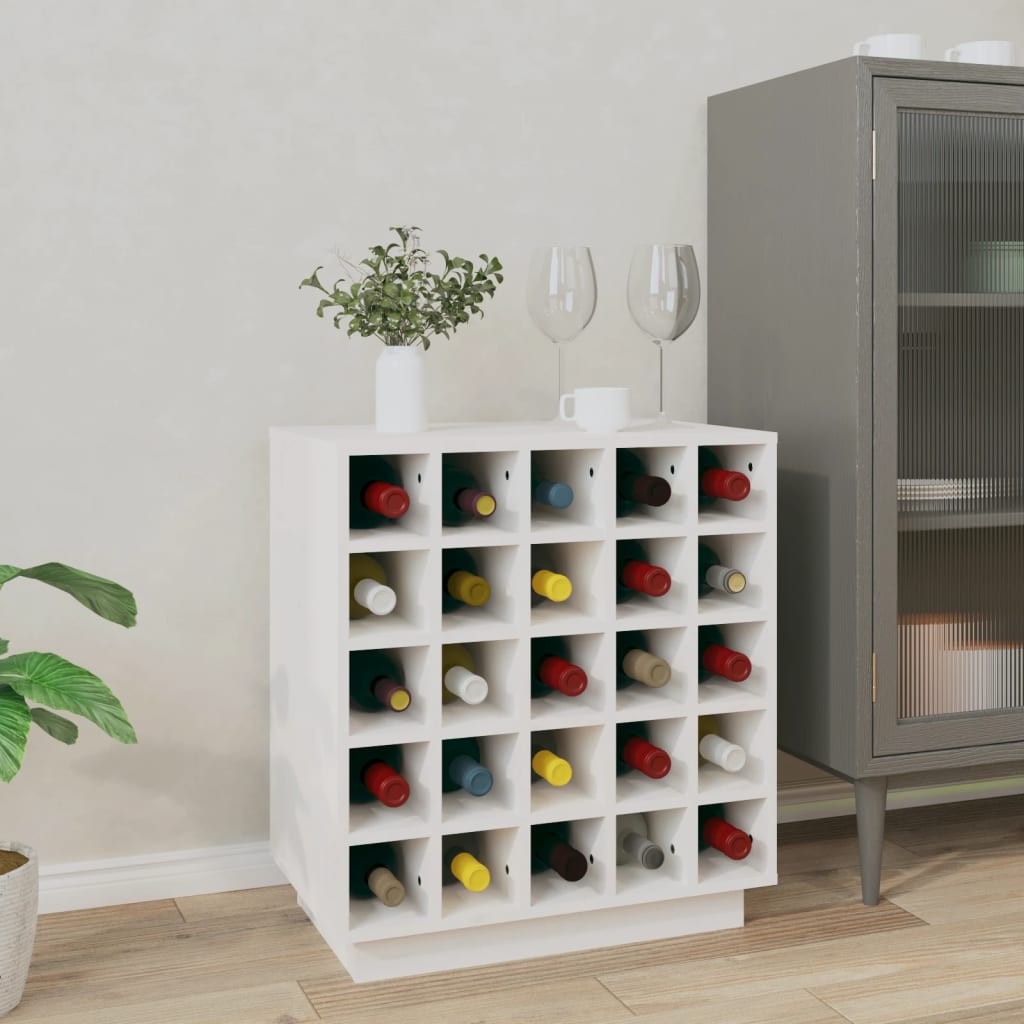 Wine Cabinet White 55.5x34x61 cm Solid Wood Pine - Merkel Designers