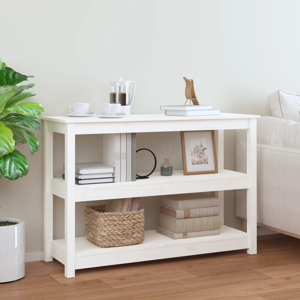 Console Table White 110x40x74 cm Solid Wood Pine - Design Hut