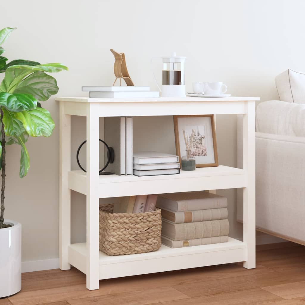 Console Table White 80x40x74cm Solid Wood Pine - Sid & Sam