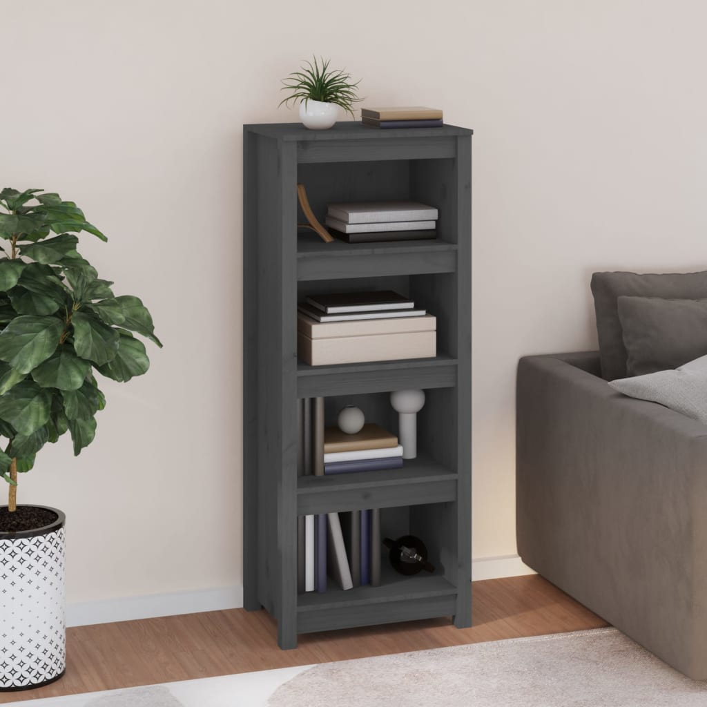 Book Cabinet Grey 50x35x125.5 cm Solid Wood Pine - The Home Maker