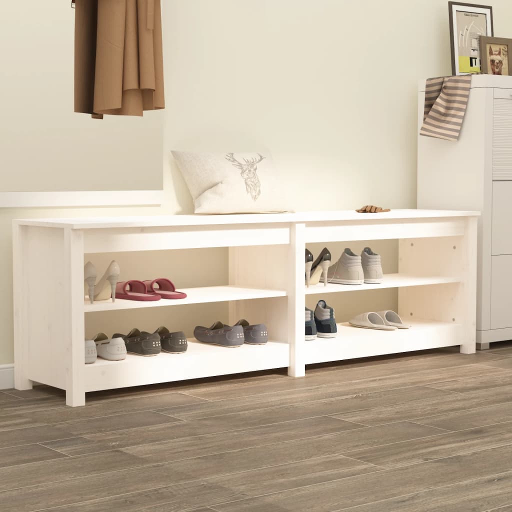 Shoe Bench White 160x36.5x50 cm Solid Wood Pine - Unbeatable Bargains