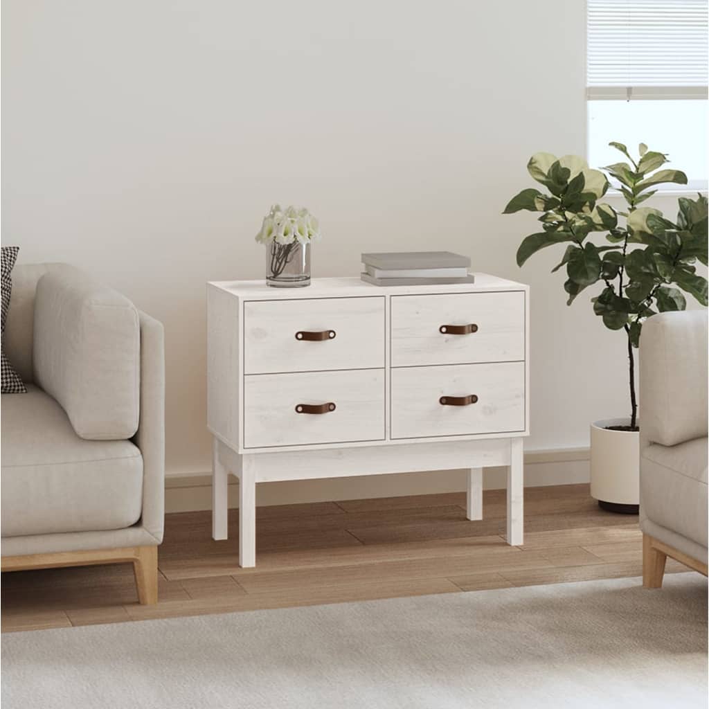 Console Cabinet White 90x40x78 cm Solid Wood Pine - Sid & Sam