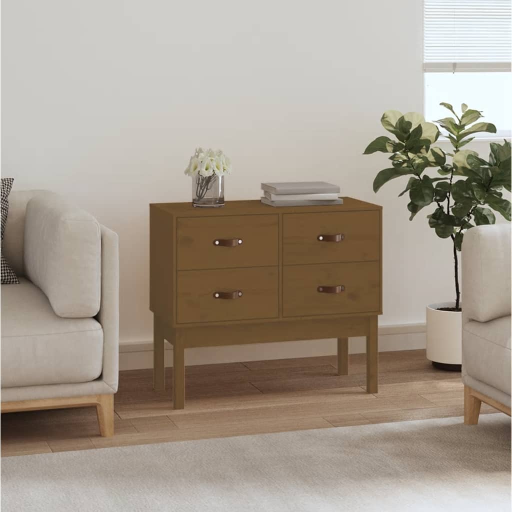 Console Cabinet Honey Brown 90x40x78 cm Solid Wood Pine - R and M Furniture