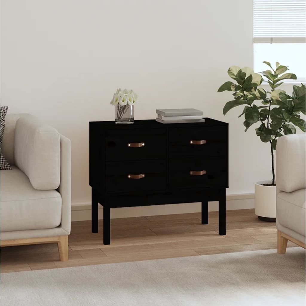Console Cabinet Black 90x40x78 cm Solid Wood Pine - Unbeatable Bargains