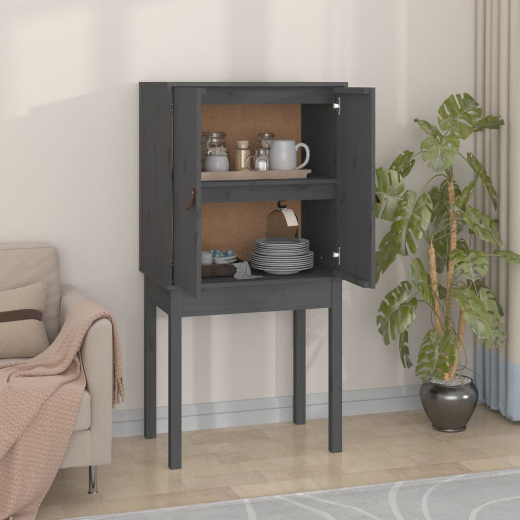 Highboard Grey 60x40x120 cm Solid Wood Pine - Unbeatable Bargains