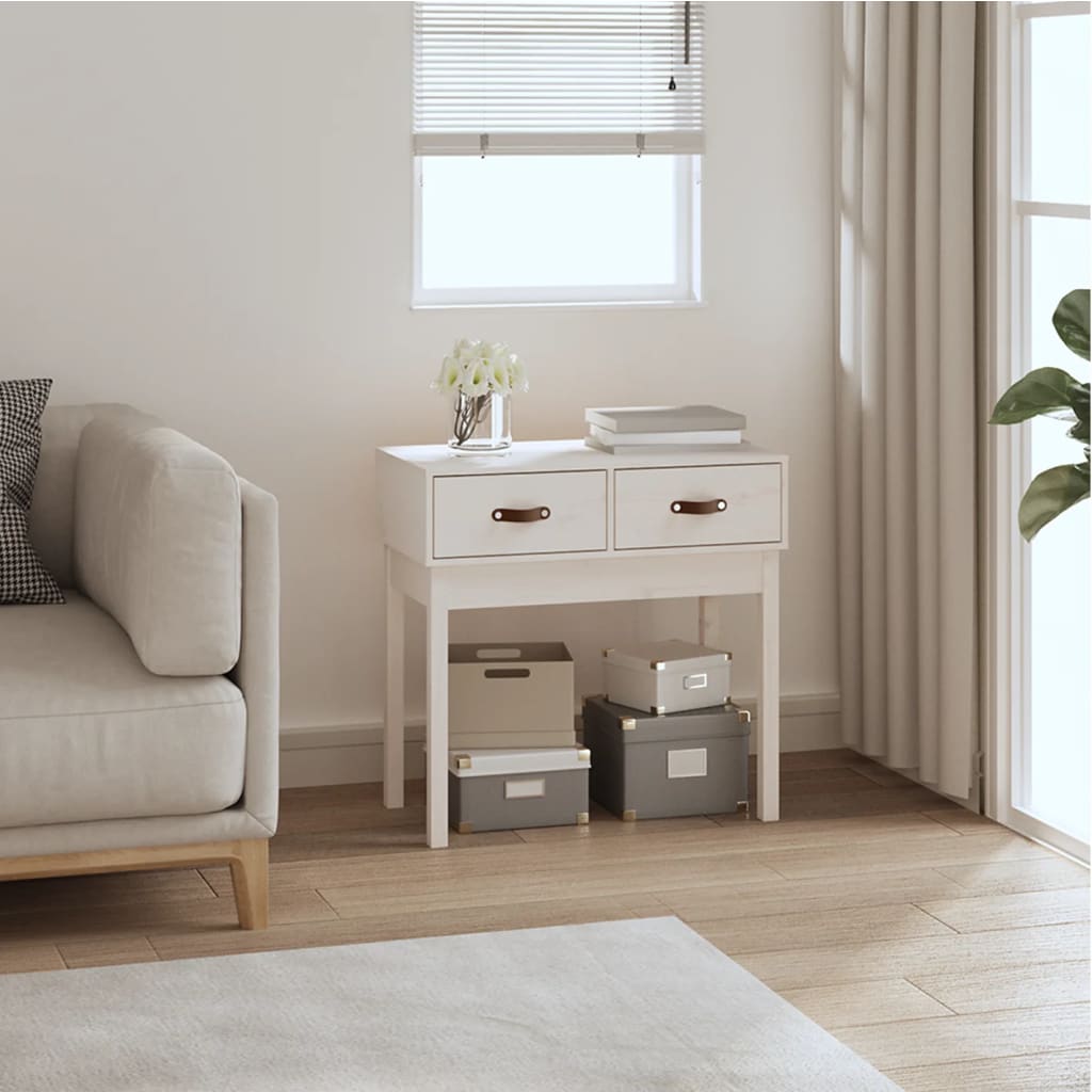 Console Table White 76.5x40x75 cm Solid Wood Pine - Unbeatable Bargains