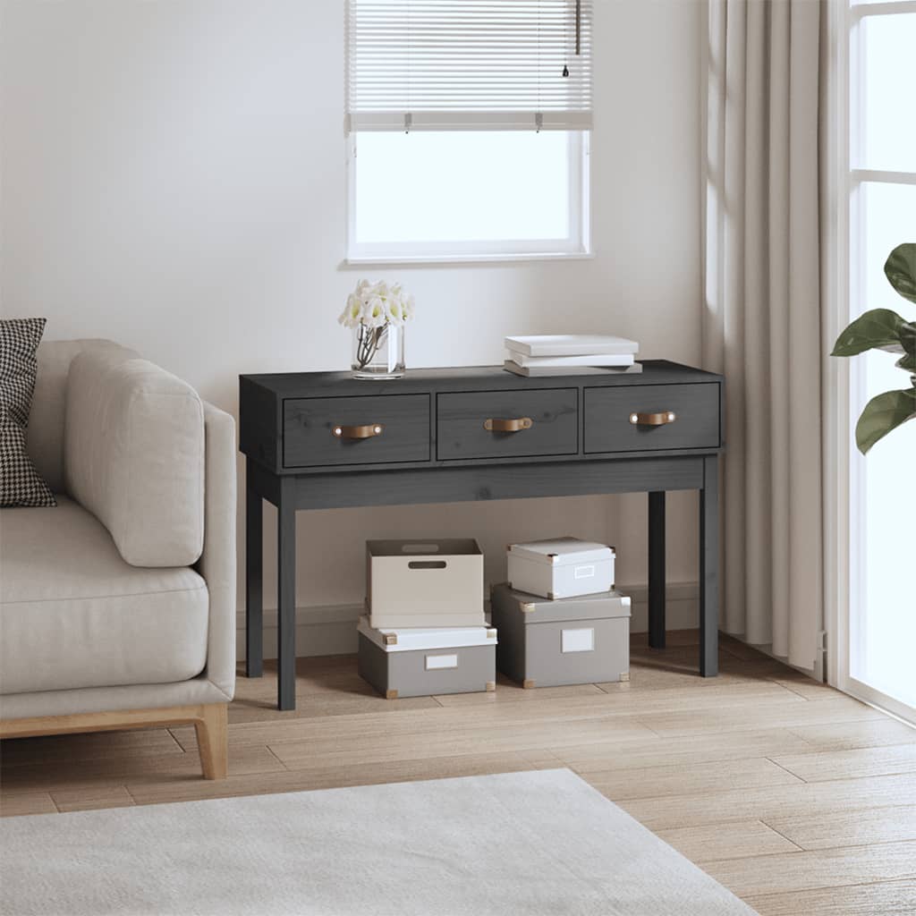 Console Table Grey 114x40x75 cm Solid Wood Pine - Sid & Sam