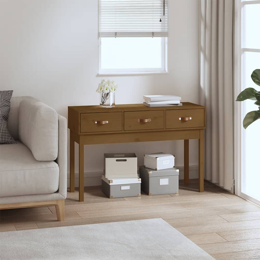 Console Table Honey Brown 114x40x75 cm Solid Wood Pine - Millennium Furniture