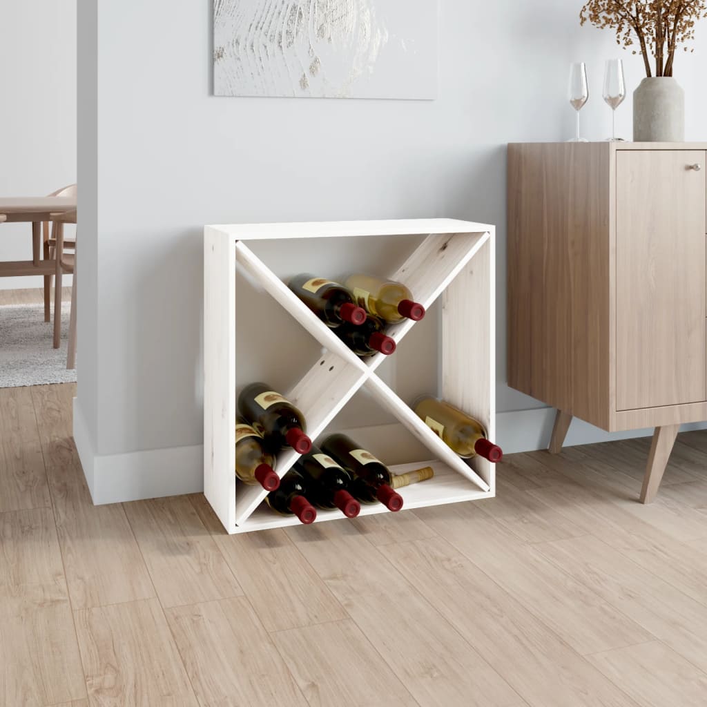 Wine Cabinet White 62x25x62 cm Solid Wood Pine - Millennium Furniture