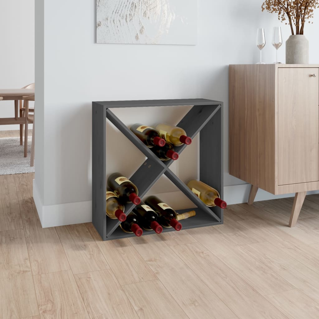 Wine Cabinet Grey 62x25x62 cm Solid Wood Pine - Style and Chic
