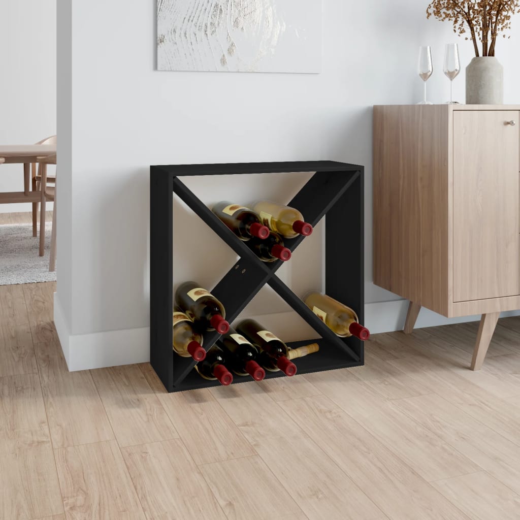 Wine Cabinet Black 62x25x62 cm Solid Wood Pine - Sid & Sam