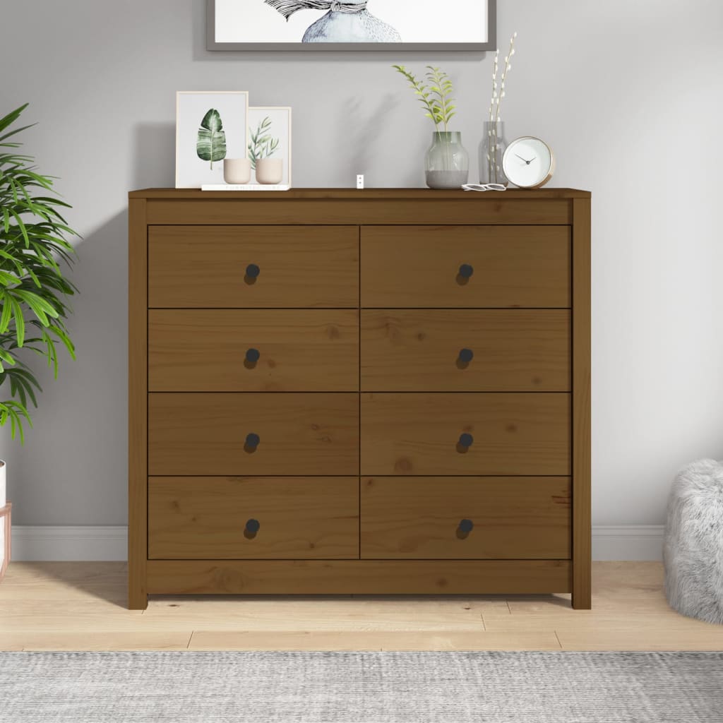 Side Cabinet Honey Brown 100x40x90 cm Solid Wood Pine - The Home Maker